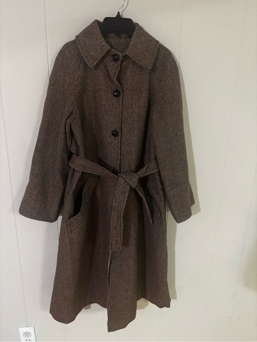Vintage Sears Fashion Women’s Tweed Wool Blend Belted midi Over Coat